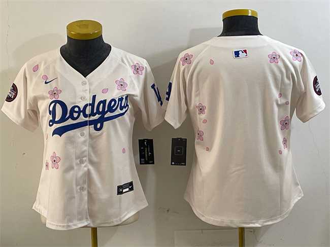 Women%27s Los Angeles Dodgers Blank Cream 2025 Tokyo Series Limited Stitched Jersey->mlb womens jerseys->MLB Jersey